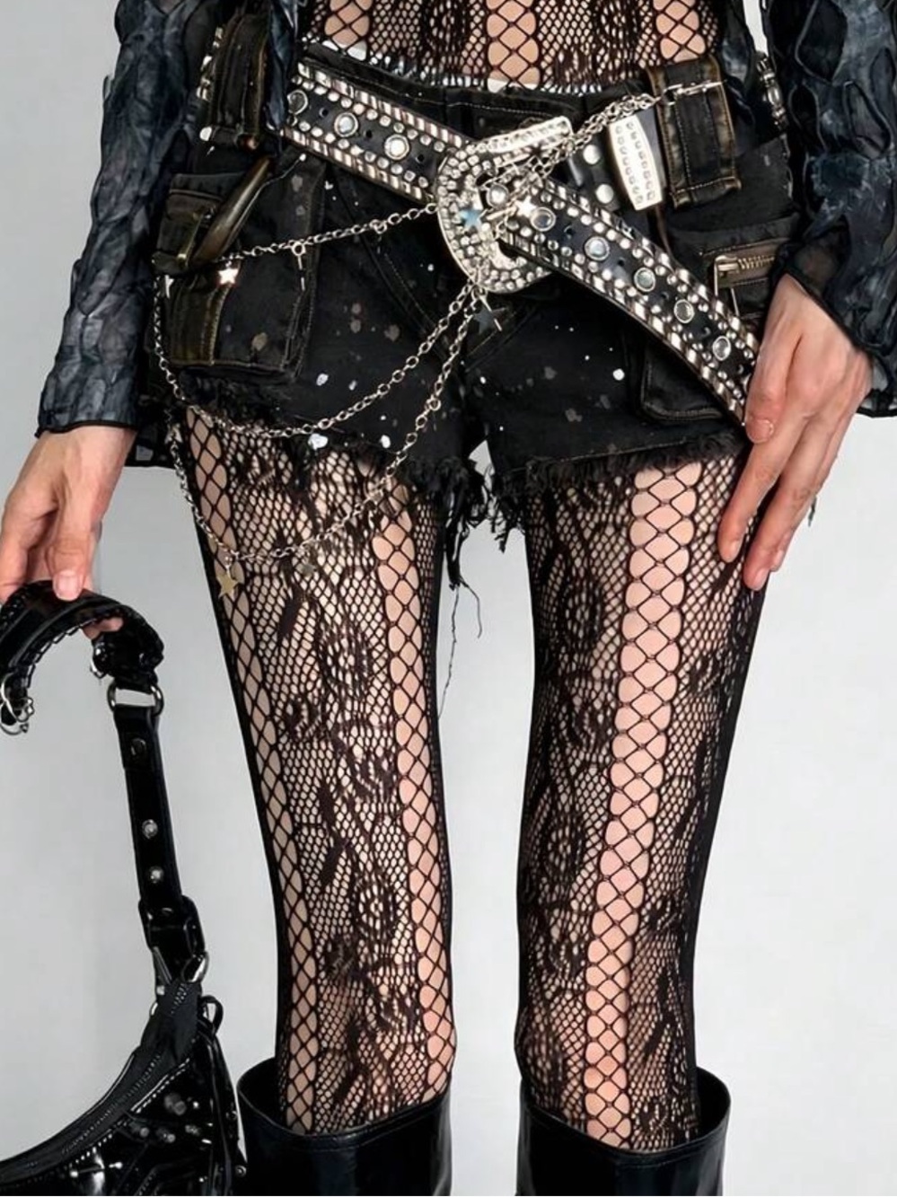 Black Lace Fishnet Tights - Women's Fashion Accessory